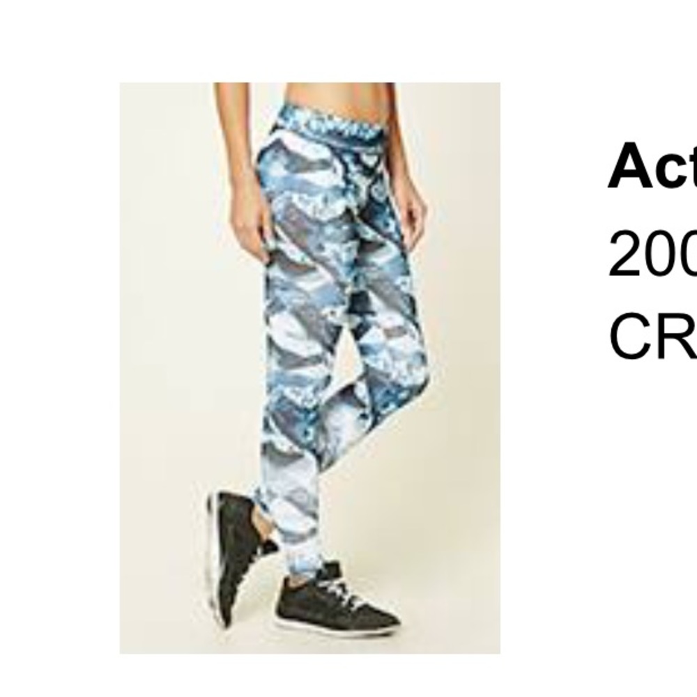 2/$30 nwot forever 21 crystal blue & white marble abstract active leggings